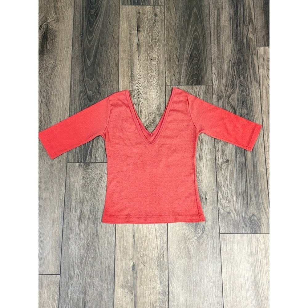 Cheese Cake Fat City Cafe & Bar Graphic V-Neck Top Red L Vintage Festival Boho - Picture 5 of 13